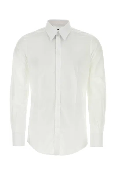 Dolce & Gabbana White Stretch Poplin Shirt In White