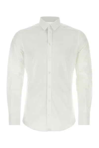 Dolce & Gabbana White Stretch Poplin Shirt In White