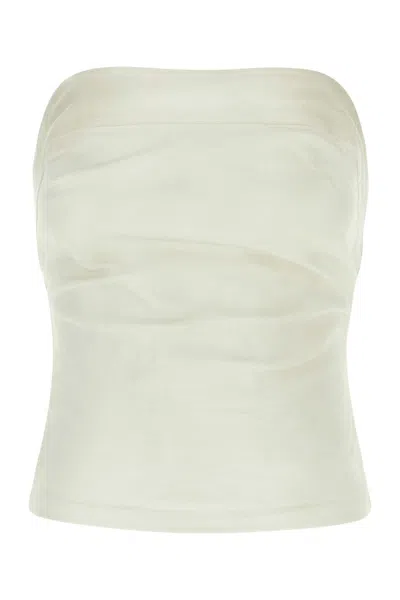 Entire Studios Strapless Denim Crop Top