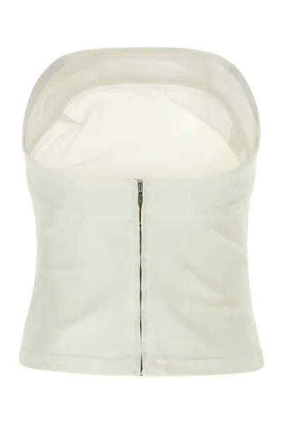 Entire Studios Strapless Denim Crop Top