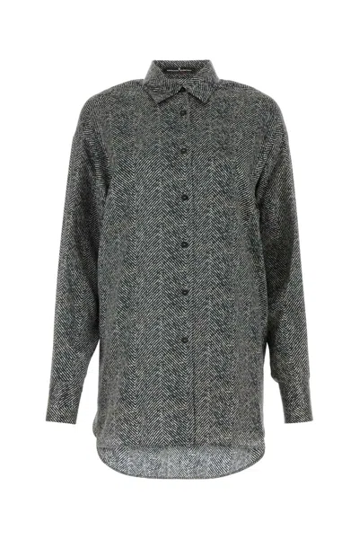 Ermanno Scervino Black Herringbone Silk Shirt