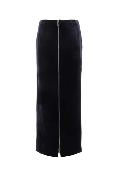 Fendi Zip-embellished Velvet Maxi Skirt