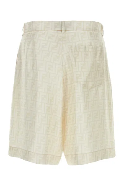 Fendi Embroidered Pattern Silk Bermuda Shorts