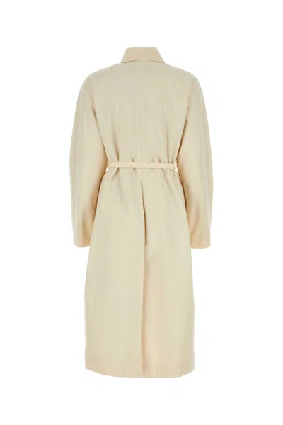 Fendi Soprabito In Misto Poliestere Avorio Donna