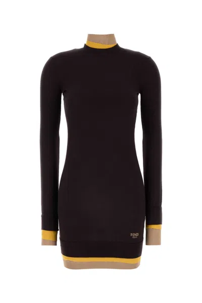 Fendi Plum Wool Blend Mini Dress For Women