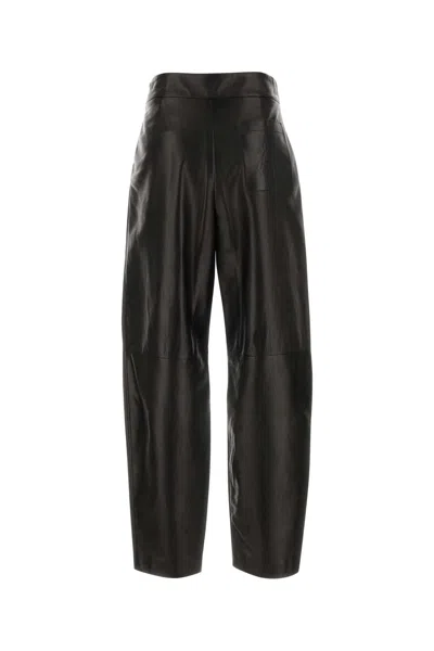 Giorgio Armani Black Leather Pant In Black