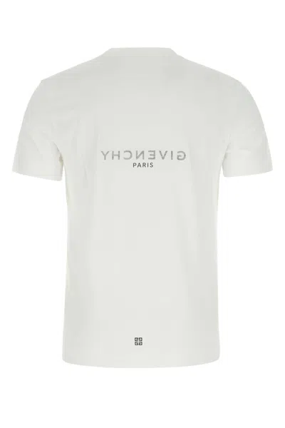 Givenchy White Crewneck T-shirt With Logo Print In Cotton Man