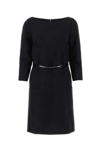 Gucci Mini Abito In Crepe Nero Donna
