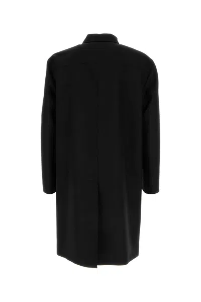 Gucci Wool Coat With Long Sleeves And Side Pockets In Black