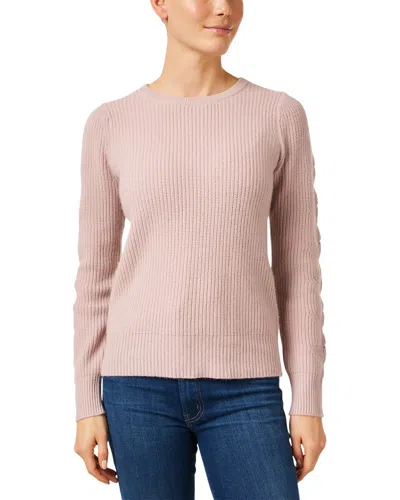 Madeleine Thompson Hawkes Pointelle Sleeve Cashmere & Wool-blend Sweater In Purple