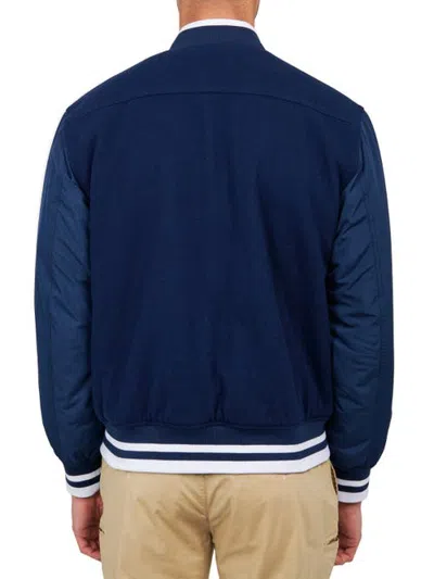 Construct Solid Varsity Jacket In Navy