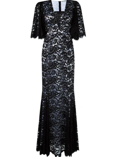 Shop Martha Medeiros Lace Maxi Dress In Black