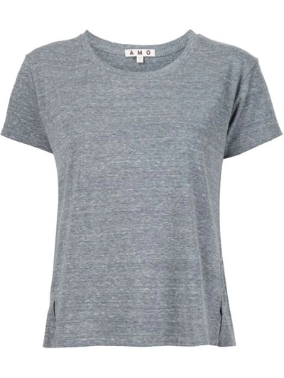 Amo Twist Crop T-shirt In Heather Grey