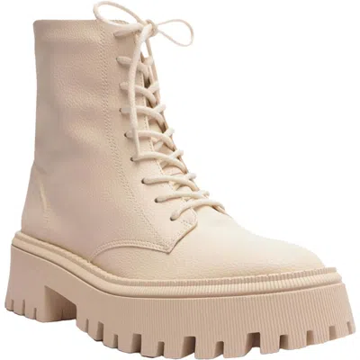 Arezzo Maya Womens Pull On Lug Sole Combat & Lace-up Boots In Beige