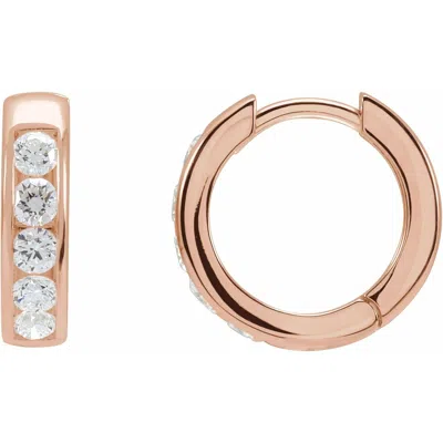 Diamond2deal 14k Rose Gold 5/8ct Lab-grown Diamond 14 Mm Hinged Hoop Earrings Clarity Si, Color G-h In Pink