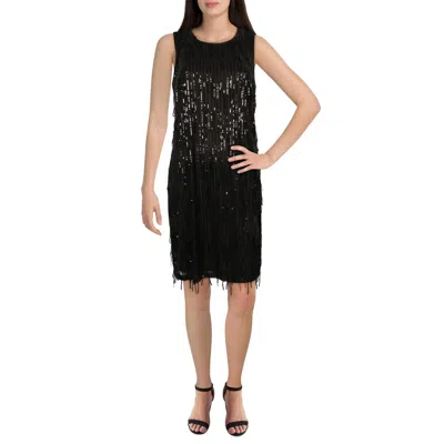 Nanette Lepore Womens Mesh Overlay Sequined Shift Dress In Black