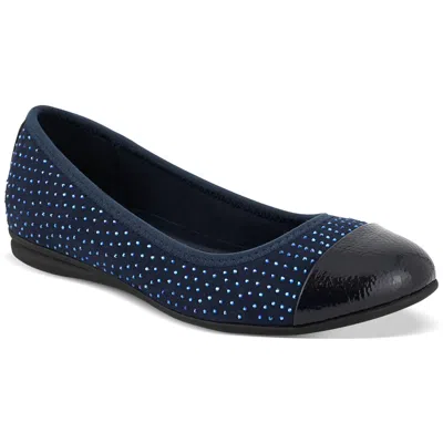 Karen Scott Ambree Womens Rhinestone Toe Cap Slip On Shoes In Blue