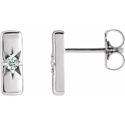Diamond2deal 14k Gold .07ct Lab-grown Diamond Bar Stud Earrings Clarity Si, Color G-h In White