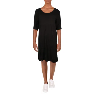 24seven Comfort Apparel Plus Womens Solid Pocket T-shirt Dress In Black