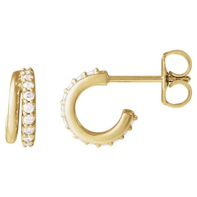 Diamond2deal 14k Yellow Gold 1/6ct Lab-grown Diamond Hoop Earrings Clarity Si, Color G-h In Yellow
