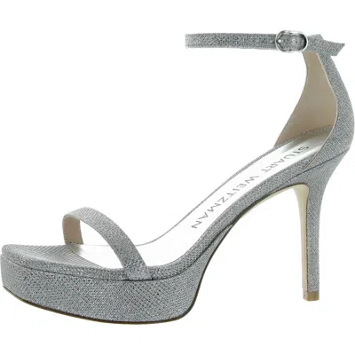 Stuart Weitzman Ankle Strap Platform Sandal In Silver