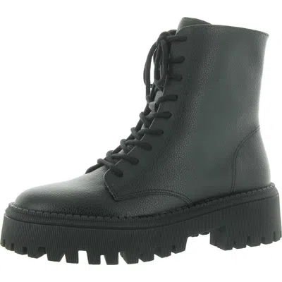 Arezzo Maya Womens Pull On Lug Sole Combat & Lace-up Boots In Black