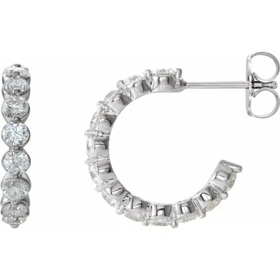 Diamond2deal 14k White Gold 1 3/8ct Lab-grown Diamond Hoop Earrings Clarity Si, Color G-h In White