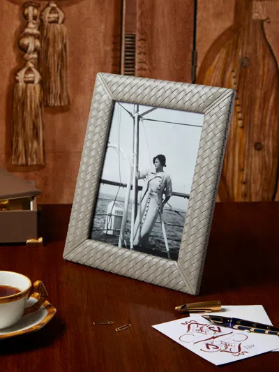 Riviere Woven Leather Photo Frame  Abask Luxury Gift In  Grey