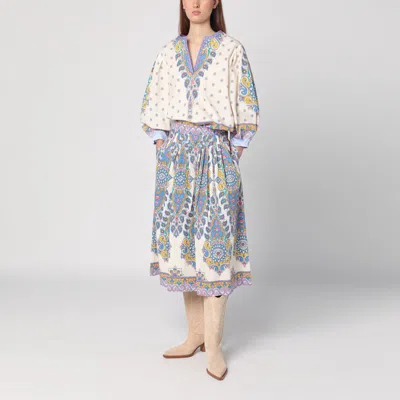 Etro Printed Cotton Blouse With Balloon Sleeves Women In Multicolor