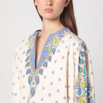 Etro Printed Cotton Blouse With Balloon Sleeves Women In Multicolor