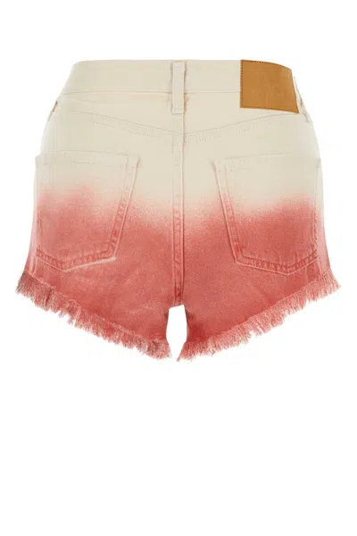 Alanui Papaya Ombre Dip Dye Frayed Denim Shorts