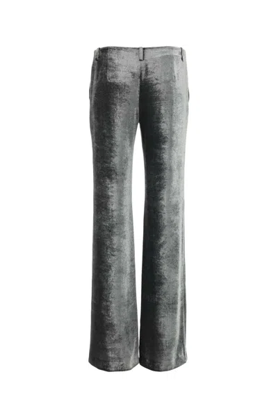 Alberta Ferretti Alberta Ferreti Silver Velvet Wide-leg Pant In Gray