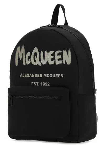 Alexander Mcqueen Black Graffiti Metropolitan Printed Backpack