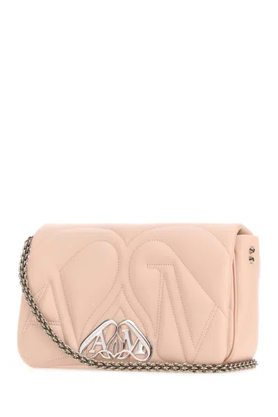 Alexander Mcqueen Pink Leather Small Seal Shoulder Bag In Neutral