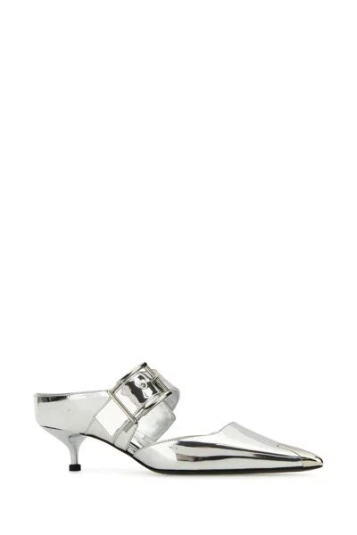 Alexander Mcqueen Edgy Pointed Heel Pumps In Silver