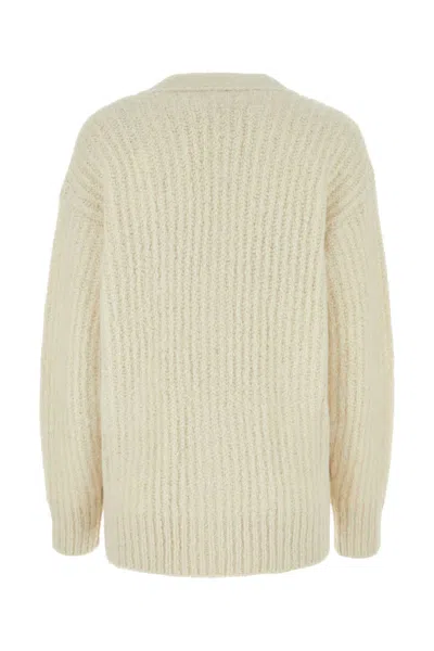 Ami Alexandre Mattiussi Ami Paris Ivory Alpaca Blend Cardigan