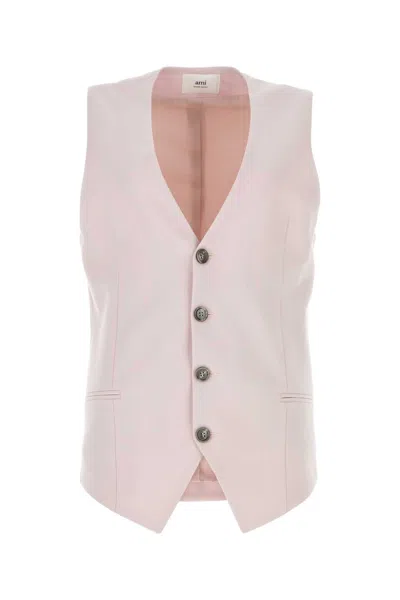 Ami Alexandre Mattiussi Ami Paris V-neck Sleeveless Buttoned Waistcoat In White
