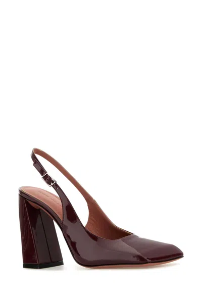 Amina Muaddi Grape Leather Charlotte Pumps