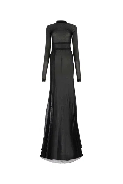 Ann Demeulemeester Long Sleeves High Neck Floor Length Dress