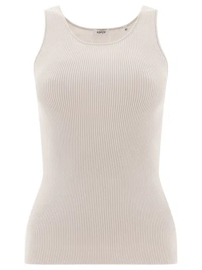 Shop Aspesi Canotta Con Scollo Tondo In Maglia A Coste