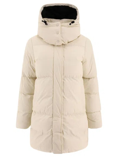 Aspesi Long Hooded Coat With Down And Feather Padding