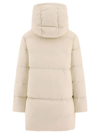 Aspesi Long Hooded Coat With Down And Feather Padding