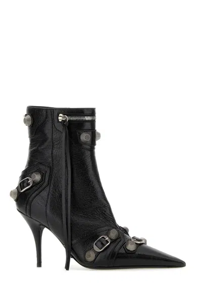 Balenciaga Pointed Toe Ankle Boots With Buckles And Studs