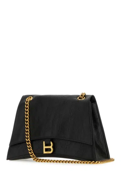 Balenciaga Women Black Leather Crush M Shoulder Bag