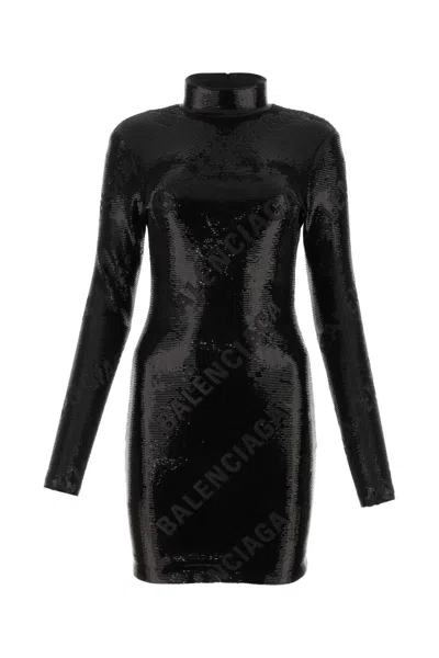 Balenciaga Sequins Mini Dress With Long Sleeves And Turtleneck