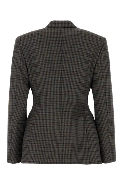 Balenciaga Checked Padded Wool Blazer