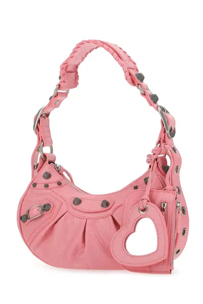Balenciaga Women Pink Nappa Leather Le Cagole Xs Shoulder Bag In Pink