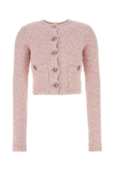 Balenciaga Pink Cotton Blend Tweed Cropped Cardigan