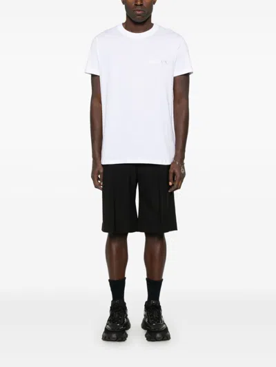 Balmain White Crewneck T-shirt With Logo Lettering On The Front In Cotton Man