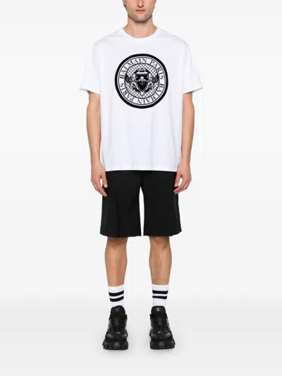 Balmain Noir Blanc Cotton T-shirts And Polos